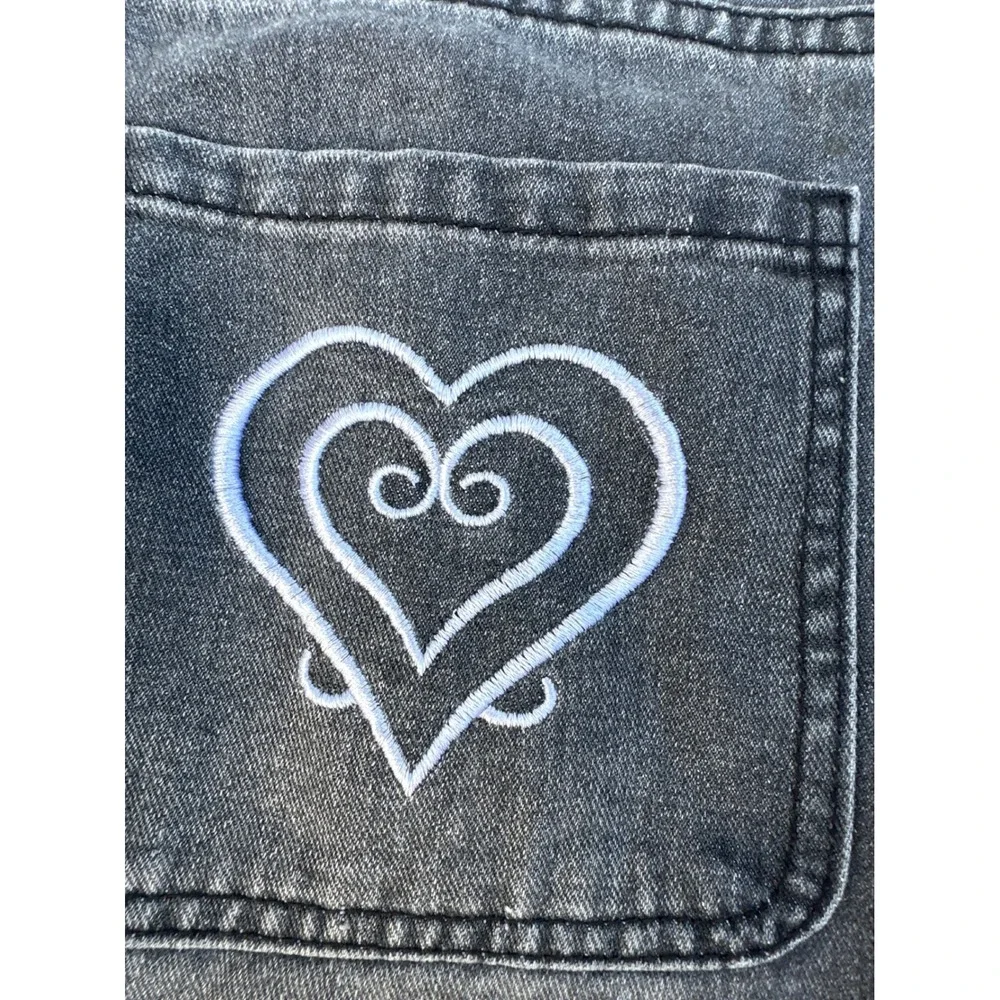 One Piece Trafalgar Law Heart Pirates Embroidered Jeans Faded Black XL